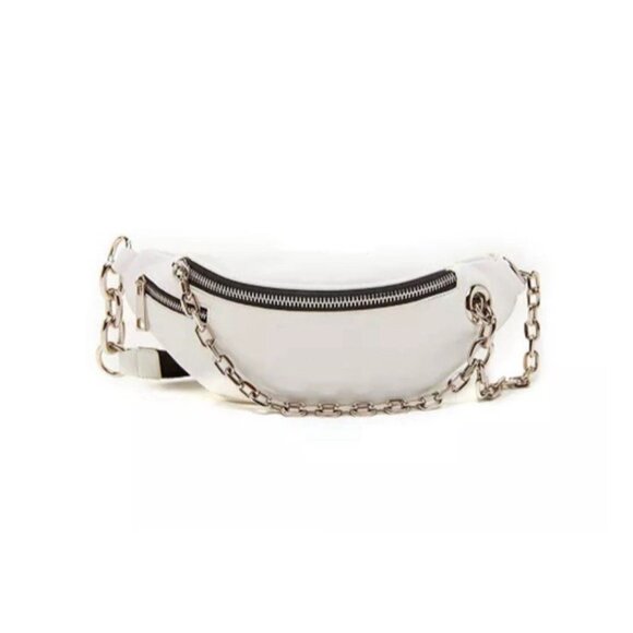 Like Dreams Multi Pocket Chain Fanny Pack White Medium New With Imperfections - Picture 3 of 9